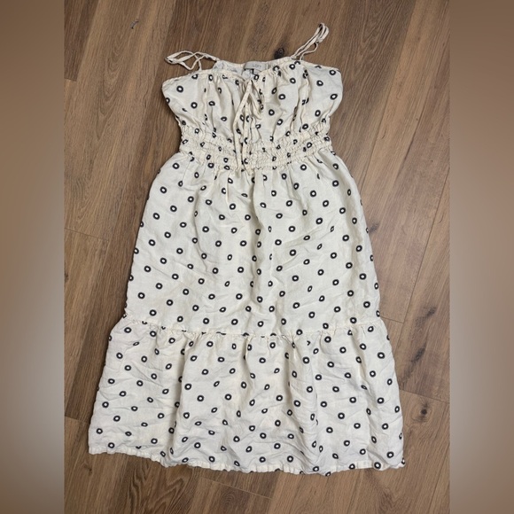 Loft sunshine sundress strap tiered midi dress smocked bodice size 6P linenblend - Picture 3 of 4